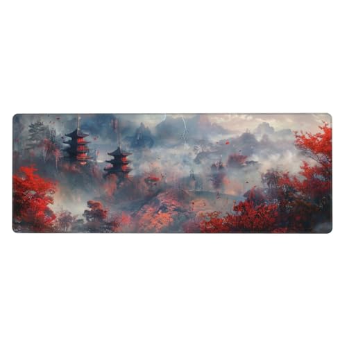 Gaming Mauspad Landschaft Motiv,Blitz Mousepad XXL 800 x 400 x 3mm, Wetterfest Anti-Rutsch Schreibtisch Mouse Pad Verbessert Präzision und Geschwindigkeit, Gaming Zubehör für Home Zimmer Deko von Yeogcohe