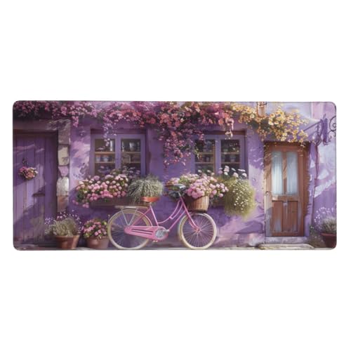 Lila Mousepad XXL 1200 x 600 x 3mm Groß Gaming Mauspad Fahrrad Mouse Pad mit Genähten Kanten, Wasserdicht Rutschfeste Gummibasis Verbessert Präzision und Geschwindigkei, für PC Professionelle Gamer von Yeogcohe