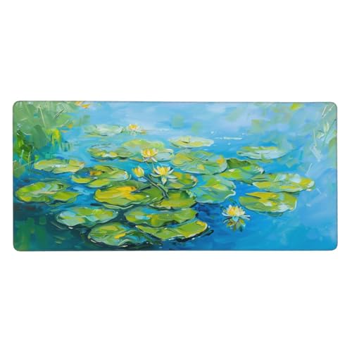 Lotus Mousepad XXL 600 x 300 x 3mm Groß Gaming Mauspad Wasser Mouse Pad mit Genähten Kanten, Wasserdicht Rutschfeste Gummibasis Verbessert Präzision und Geschwindigkei, für PC Professionelle Gamer von Yeogcohe