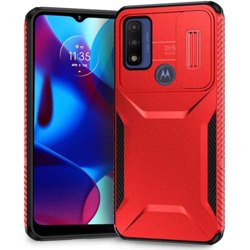 Yerebel Schutzhülle für Moto G Pure/Moto G Power 2022/Moto G Play 2023 XT2271, mit Schiebe-Kamera-Abdeckung, militärische Qualität, rutschfest, robust, Schutzhülle für Motorola Moto G Play 2023, Rot von Yerebel