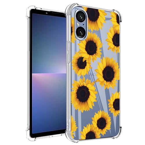 Yerebel Schutzhülle für Xperia 5 V, Sony 5V 5G XQ-DE54, niedlich, transparent, flexibel, TPU, weiches Gummi, Silikon, Schutzhülle für Sony Xperia 5 V, Sonnenblume von Yerebel