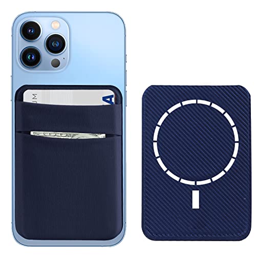 YesDoes Magnetische Handy-Kartenhalter-Brieftasche,Dehnbare Lycra-Doppeltasche für die Rückseite des Handys,Kreditausweis,Handyhülle,kompatibel mit Magsafe iPhone 15,14,13,12,Pro,Max & Mag Safe Hülle von YesDoes