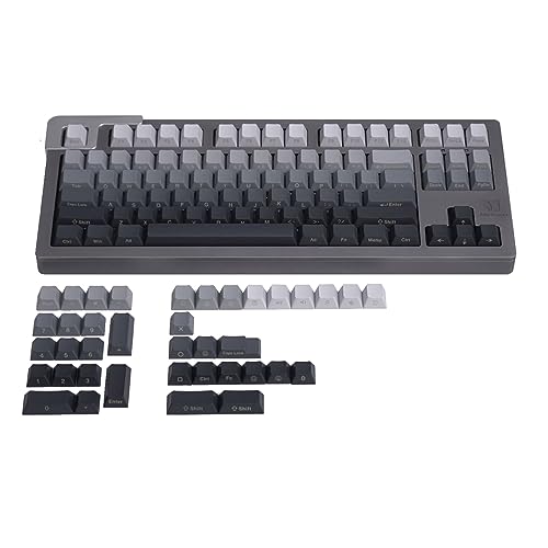 125 graue Tastenkappen, Farbsublimation, Kirschprofil, PBT-Tastenkappen, Originalgröße, für Tastatur, graue Tastenkappen, oben seitlich, graviert, PBT-Material, Farbstoffsublimation, 125 Tasten von Yeselino