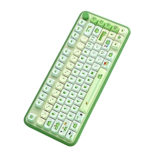 Green Frog Schöne Tastenkappen, dickes PBT-Material für Spiele, mechanische Tastaturen, Schalter, 142 Stück, niedlich von Yeselino