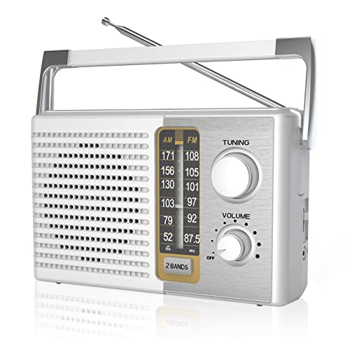 Yewrich AM-FM-Radio, tragbares, batteriebetriebenes Transistor-Radios, AC-betrieben, geeignet für Senioren und Zuhause, Weiß von Yewrich