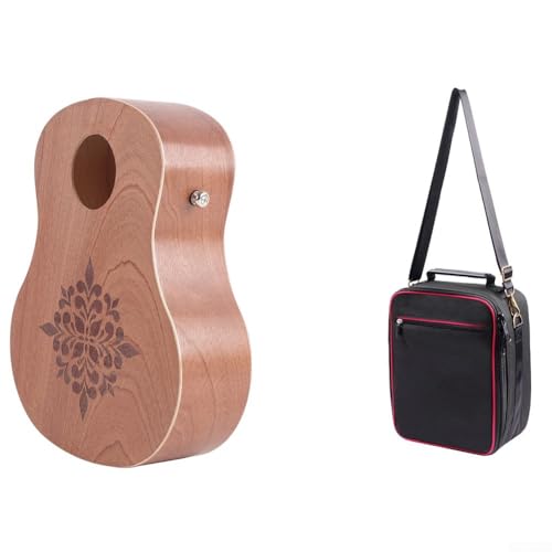 Yhenlovtt Tragbare Cajon-Box-Handtrommel mit Gurt, Mahagoni-Reise-Percussion-Instrument, klassisches Gitarrenkörper-Design, Schultergurt und Tasche im Lieferumfang enthalten von Yhenlovtt