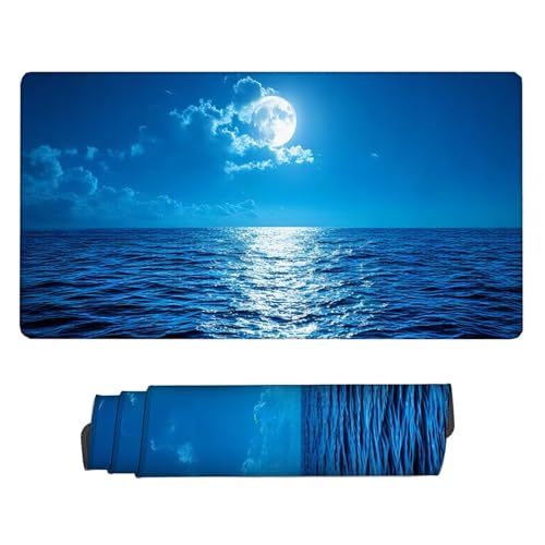 Blau Mauspad XXL 1600x800x3mm inch Schreibtischunterlage Ozean Mauspad Gaming Großer Erweiterter Schreibtisch Wassxerdicht Gummibasis mit Vernähte Kanten Schutz Langlebig Mousepad für PC,Office H2-158 von Yhfunfo