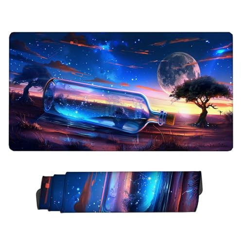 Blau Mauspad XXL 700x400x3mm Schreibtischunterlage Driftflasche Mauspad Gaming Großer Erweiterter Schreibtisch Wassxerdicht Gummibasis mit Vernähte Kanten Schutz Langlebig Mousepad für Frauen H2-383 von Yhfunfo