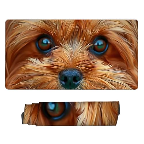 Large Schreibtischunterlage Gelb Mauspad XXL 700x400x3mm mit Vernähte Kanten Mousepad Hund Desk Mat Wasserdicht Erweiterter Schreibtisch Schutz Langlebig Mauspads, Room Decor, Frauen Geschenke H2-456 von Yhfunfo