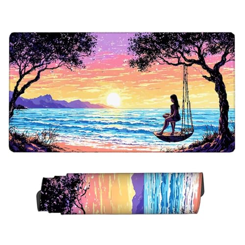 Large Schreibtischunterlage Rosa Mauspad XXL 900x300x3mm mit Vernähte Kanten Mousepad Schönheit Desk Mat Wasserdicht Erweiterter Schreibtisch Schutz Langlebig Mauspads, Frauen Geschenke, Decor H2-75 von Yhfunfo