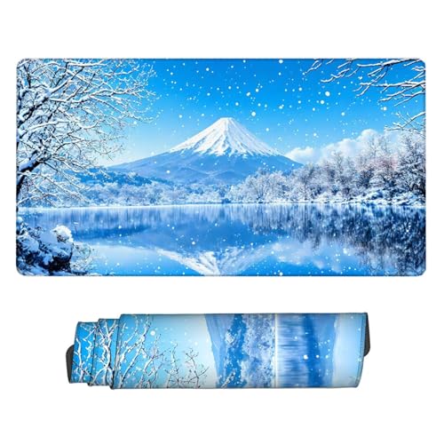 Winter Mauspad XXL 1600x800x3mm inch Schreibtischunterlage Berg Mauspad Gaming Großer Erweiterter Schreibtisch Wassxerdicht Gummibasis mit Vernähte Kanten Schutz Langlebig Mousepad für Office H2-284 von Yhfunfo