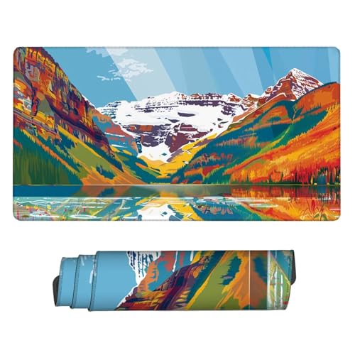 XXL Gaming Mauspad Blau Gamer Mousepad Berg Wasserdicht Schreibtischunterlage Large Size Spezielle Oberfläche Verbessert Geschwindigkeit, rutschfeste Gummibasis Für Home Office 1200x600x3mm H2-463 von Yhfunfo