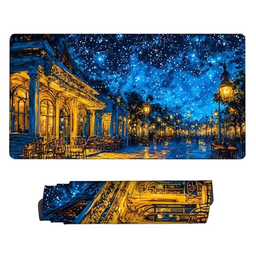 XXL Gaming Mauspad Schwarz Gamer Mousepad Sternenhimmel Schreibtischunterlage Wasserdicht Large Size Spezielle Oberfläche Verbessert Geschwindigkeit, rutschfeste Gummibasis, Office 600x300x3mm H2-232 von Yhfunfo