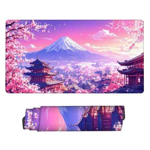 XXL Mauspad Japan Gamer Mousepad Berg Fuji Schreibtischunterlage Wasserdicht Large Size Spezielle Oberfläche Verbessert Präzision und Geschwindigkeit, Rutschfeste Gummibasis, Office 1600x800x3mm H2-79 von Yhfunfo