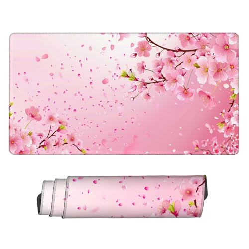 XXL Mauspad Rosa Gamer Mousepad Zweige Schreibtischunterlage Wasserdicht Large Size Spezielle Oberfläche Verbessert Präzision und Geschwindigkeit, rutschfeste Gummibasis, Office 1600x800x3mm H2-472 von Yhfunfo