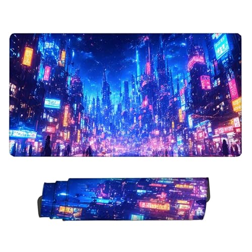 XXL Mauspad Stadt Gamer Mousepad Straße Schreibtischunterlage Wasserdicht Large Size Spezielle Oberfläche Verbessert Präzision und Geschwindigkeit, rutschfeste Gummibasis, Office 1200x600x3mm H2-583 von Yhfunfo