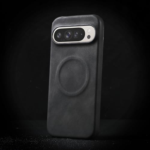 Yhsvie Handyhülle für Google Pixel 9Pro XL PU LederHülle,Google Pixel 9Pro XL Magnetisch Schutzhülle Anti-Fingerabdruck Kratzfest Cover Stoßfest Robuste Samtige Touch Case für Pixel 9Pro XL-Schwarz von Yhsvie