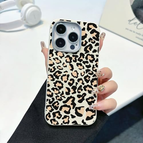 Yhsvie Handyhülle für iPhone 15 Lederhülle, Leoparden Schutzhülle Ultradünn iPhone 15 Hülle Leopard Case Stoßfeste Cover Weiche TPU Bumper Kratzfest für Frauen Mädchen - Weiß von Yhsvie