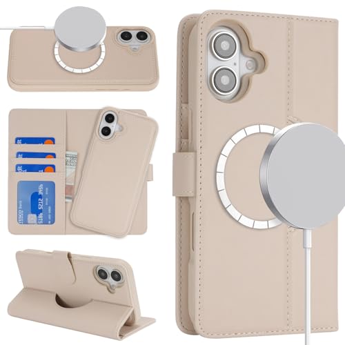 Yhsvie Handyhülle für iPhone 16 pro max Hülle Premium PU Leder Schutzhülle 2 IN 1 Abnehmbar Magnetische Klapphülle Kartenfach Standfunktion Wallet Case iPhone 16 pro max Stoßfeste Cover,Weiß von Yhsvie