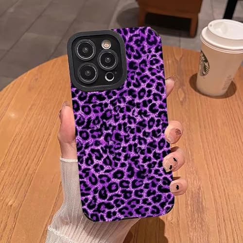 Yhsvie Hülle für iPhone 15 pro Silikonhülle, Ultradünn Leoparden Handyhülle iPhone 15 pro Leopard Schutzhülle Weiche Slim Case Stoßfeste Kratzfest TPU Bumper Cover für Frauen Mädchen - lila von Yhsvie