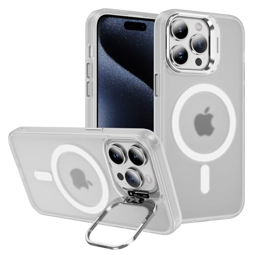 Yhsvie Magnetisch Hülle für iPhone 16 Handyhülle Kompatibel mit MagSafe, Titan-Kameraständer Hardcase Durchscheinende Matt Schutzhülle Stoßfest Anti-Fingerabdruck Case Cover - Weiß von Yhsvie