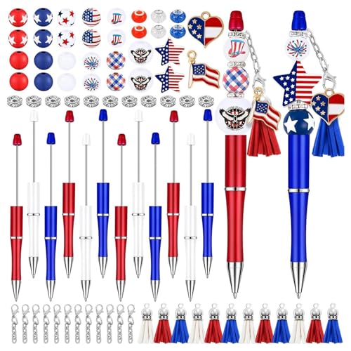 YiNLuax 12 Stück Perlen Kugelschreiber Glatter Schreibstift Perlenstift Unterschriftenstift Amerikanische Flagge Perlenstift Schulbedarf von YiNLuax