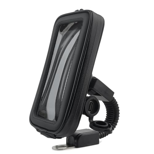 YiQinzcxg Motorrad-Handy-Ständer, Motorrad-Telefontasche mit USB-Anschluss, Handyhalterung von YiQinzcxg