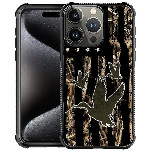 YiXinBB Schutzhülle für iPhone 16 Pro, Motiv: H Wasservögel, Camouflage, USA-Flagge, Entenjagd-Muster, kratz- und stoßfest, robuste TPU-Schutzhülle für iPhone 16 Pro von YiXinBB