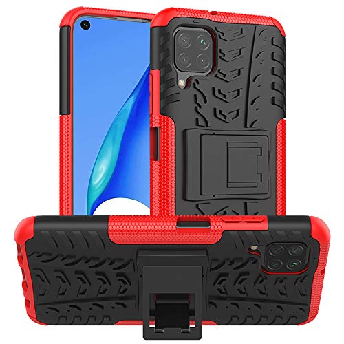Yiakeng Handyhülle für Huawei P40 Lite Hülle, Stoßfest Schlank Silikon 360 Grad Schutz Mit Ständer für Huawei P40 Lite (Rot) von Yiakeng