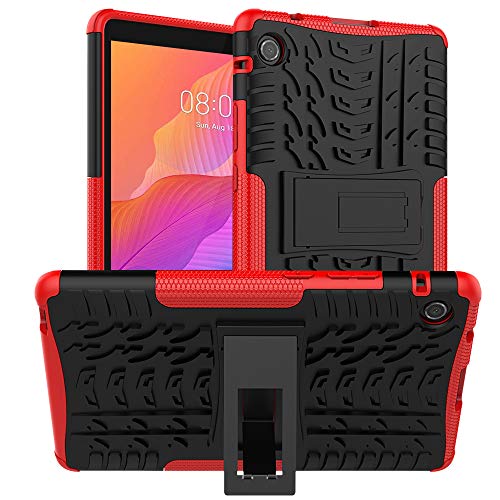 Yiakeng Hülle für Huawei MatePad T8 8.0 inch 2020, Stoßfest Silikon Schutz mit Ständer Telefon Cover für Huawei MatePad T8 KOB2-L09 KOB2-L03 (Rot) von Yiakeng