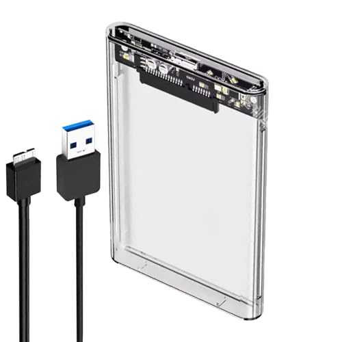 Yianyal 2,5-Zoll-SSD-Gehäuse, 2,5-Zoll-HDD-Gehäuse - Transparentes Festplattengehäuse,Tragbares USB-Festplattengehäuse, Hochgeschwindigkeits-SSD-Laufwerksgehäuse USB 2.0/3.0 für SSD/HDD von Yianyal