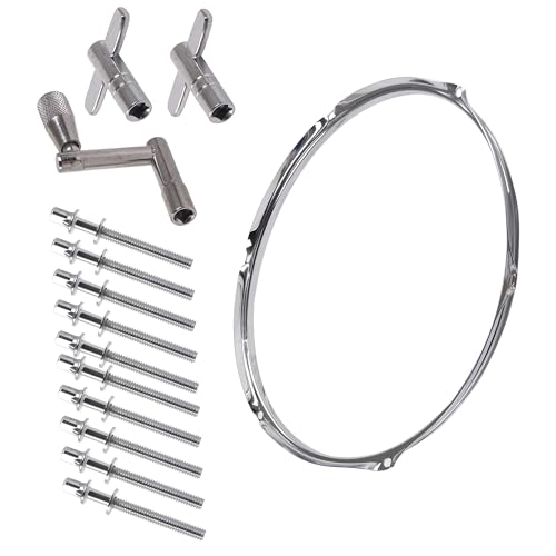 Yibuy Snaredrum-Hoop-Set für 40,6 cm (16 Zoll) 6 Löcher mit M5 x 50 mm Spannschraube, Metall, 14 Stück von Yibuy