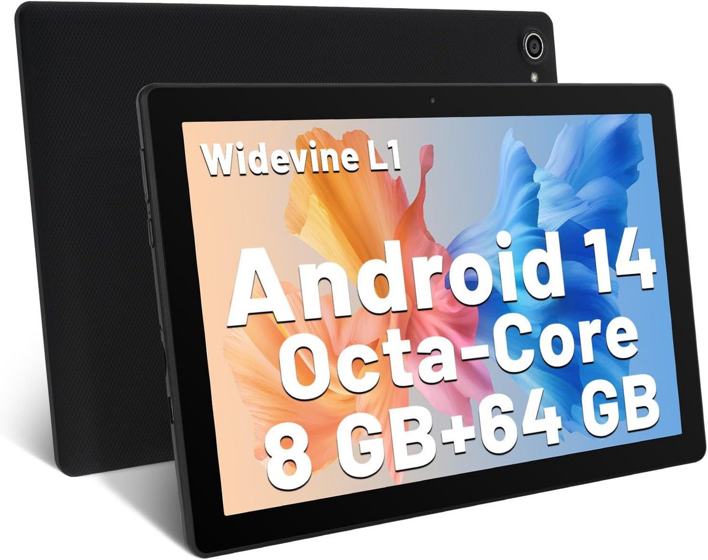 Yicty Octa-Core-Prozessor 8GB RAM Bluetooth 5.3 Widevine L1 Dual-Kamera Tablet (10", 64 GB, Android 14, 2,4 GHz/5GHz WiFi, Leistungsstarkes Gerät mit neuester Technologie und beste Funktionen) von Yicty