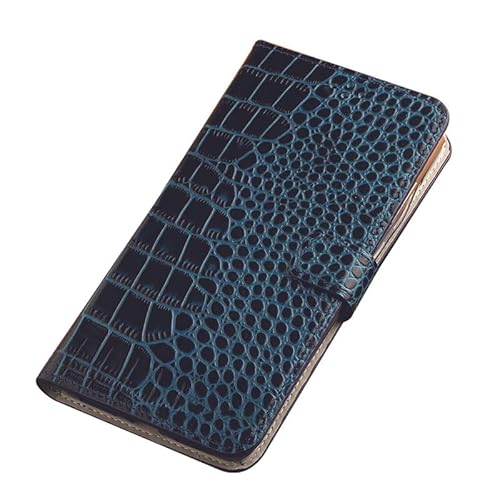 Yidai-Silu Galaxy S25 Ultra Echt Leder Flip Hülle 【Magnet, Krokodiltextur, Ständer】 Geldbörse Tasche Handy Cover Wallet Case für Samsung Galaxy S25 Ultra - Magnet Alligator Blau von Yidai-Silu