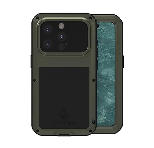 Yidai-Silu iPhone 16 Pro Outdoor Hülle 【Militärstandard Harnisch, 2 Meter Stoßfest, IP-54 Zert.】 Handy Cover 360 Rundum Case für iPhone 16 Pro 6,3" - Grün mit Displayfolie von Yidai-Silu