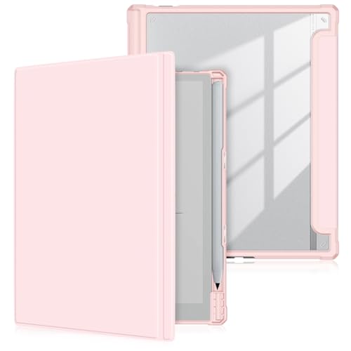 Yiernuo Schutzhülle kompatibel mit BOOX Tablet Go 10,3 Zoll (26,2 cm) Tablet (2024), Folio-Transparent, Schutzhülle mit Stifthalter, Rosa von Yiernuo