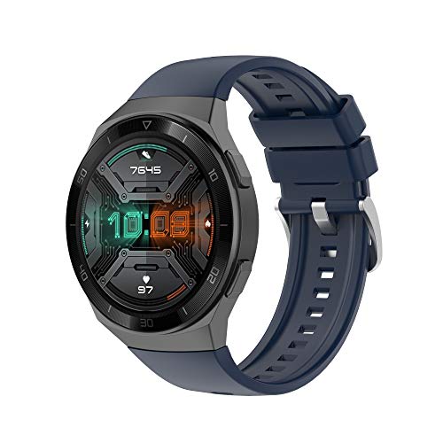 Yikamosi Kompatibel mit Huawei Watch GT 2e Armband,Schnellverschluss Weiches Silikon rostfreiem Metallverschluss Ersatzbänder für Huawei Watch GT 2e,Mitternachtsblau von Yikamosi