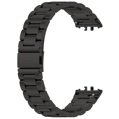 Yikamosi Kompatibel mit Samsung Galaxy Fit 3 Armband für Frauen und Männer,Schnellverschluss Edelstahl Metall Ersatzarmband Wristband Uhrenarmbänder für Galaxy Fit 3(SM-R390),Schwarz von Yikamosi