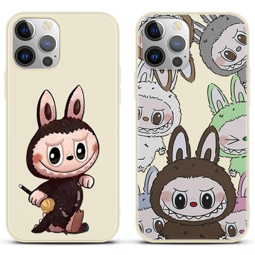 2 Stück Anime Aesthetic Schutzhülle für Samsung Galaxy A52S/A52 5G Hülle 6.5", Labubu Cartoon Niedlich Muster TPU Silikon Stoßfeste Schutzhülle, Lustig Bumper Beige Case für Mädchen und Frauen von Yimctoie