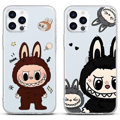 2 Stück Karikatur Lustig Labubu Handyhülle für iPhone 11 Pro MAX Hülle 6.5", Weich TPU Schutzhülle mit Cartoon Anime Charakter Niedlich Muster Stoßfest Bumper Handyhülle Case, Aesthetic Design von Yimctoie