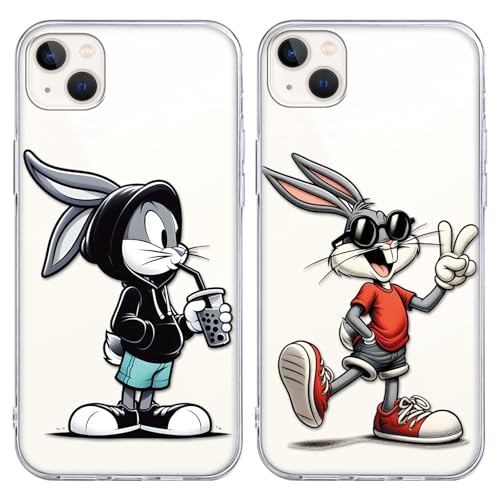 Yimctoie 2 Stück Transparent Handyhülle für Xiaomi 12T Pro 5G 6.67", Lustig Bunny Anime Muster Aesthetic Design Schutzhülle Weich TPU Silikon Rabbit Stoßfest Case Mädchen, Cool von Yimctoie