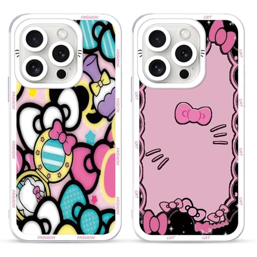 Yimctoie 2 Stück Transparente Cartoon Handyhülle für iPhone X XS Hülle 5,8",Durchsichtig Aesthetic Kawaii Katze Muster Case,TPU Stoßfeste Kratzfest Schutzhülle Frauen Mädchen Cover,Girl von Yimctoie