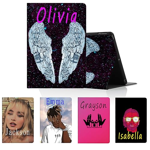 Yimctoie Schwarz Personalisierte Tablet Hülle für Apple iPad Pro 11" 2018/2020/2021,Cool Sänger Rapper Cartoon Muster mit Personalisiert SchutzHülle PU Leder Flip Text Individuelle Custom Case von Yimctoie