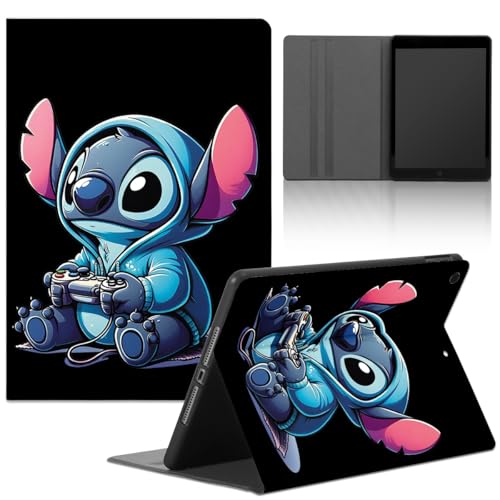 Yimctoie Schwarz Tablet Schutzhülle für iPad Air 2 9,7" 2014 A1566/A1567 Hülle,Karikatur Anime Figur Muster Cute Ästhetik Design Cover,PU Leder Flip Verstellbar Ständer Tablet Folio Case,Girls von Yimctoie