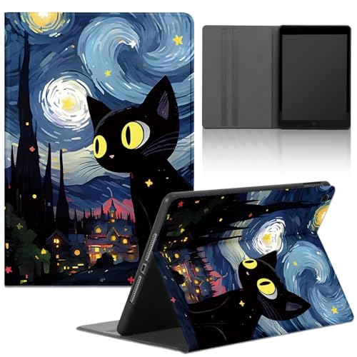 Yimctoie Tablet Hülle für Samsung Galaxy Tab S8 Ultra 14,6" 2022 SM-X900/X906,Weiches TPU Cartoon Anime Kawaii Black Cat Muster Aesthetics Design Schutzhülle Flip PU Leder Stoßfest Case,Comics von Yimctoie