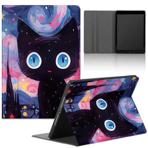 Yimctoie Tablet Hülle für Samsung Galaxy Tab S9 Ultra 14,6" (SM-X910/SM-X916B),Weiches TPU Cartoon Anime Kawaii Black Cat Muster Aesthetics Design Schutzhülle Flip PU Leder Stoßfest Case,Cool von Yimctoie