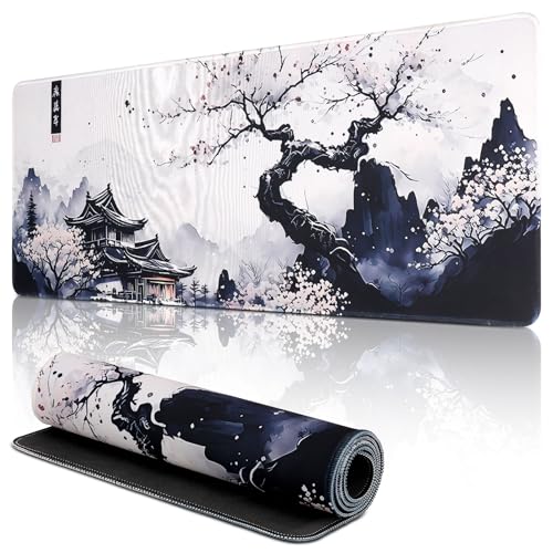 Yimomoyi Mauspad XXL, Gaming Mauspad 80x30CM, Großes Mauspad mit Genähten Kanten, Rutschfeste Desk Mat, Verlängertes großes Mauspad Schreibtischauflage für Büro und Zuhause (01-Plum Mouse Pad) von Yimomoyi