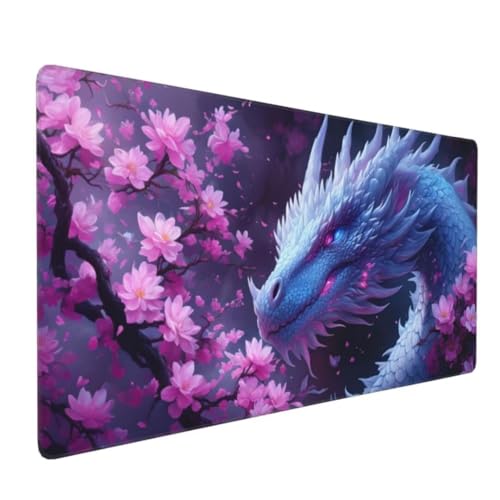 Gaming Mauspad Blume Mauspad XXL 1000x500x3mm XXL Mousepad Drachen Schreibtischunterlage, mit Anti Rutsch Basis Mouse Pad, Wasserdicht, Langlebig Desk Mat für Tastatur und Maus, Gaming Zubehör G4-68 von Yingeen