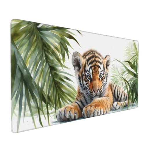 Gaming Mauspad Tiger Mauspad XXL 1400x700x3mm XXL Mousepad Tier Schreibtischunterlage, mit Anti Rutsch Basis Mouse Pad, Wasserdicht,Langlebig Desk Mat für Tastatur und Maus,Gaming Zubehör Decor G4-614 von Yingeen