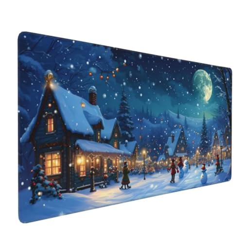 Gaming Mauspad Weihnachten Mauspad XXL 900x300x3mm XXL Mousepad Schneeszene Schreibtischunterlage, mit Anti Rutsch Basis Mouse Pad,Wasserdicht Desk Mat für Tastatur und Maus,Gaming Zubehör Decor G4-50 von Yingeen